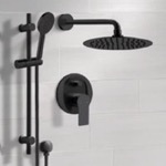 Remer SFR91 Matte Black Shower Set With Rain Shower Head and Hand Shower